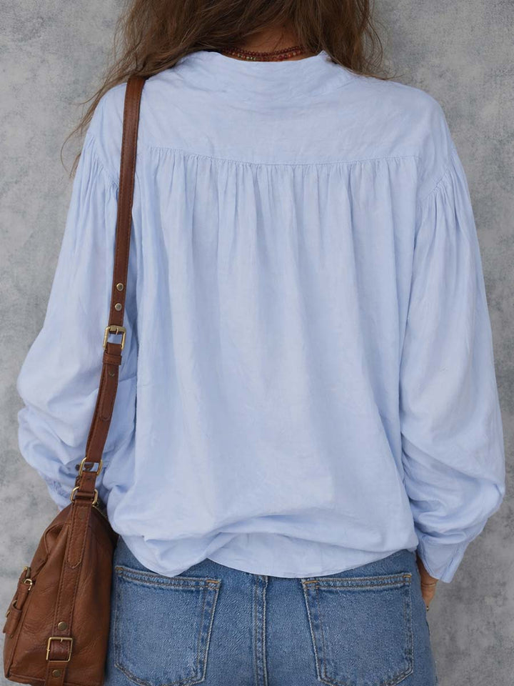 Blouse en Coton avec Manches Volantes