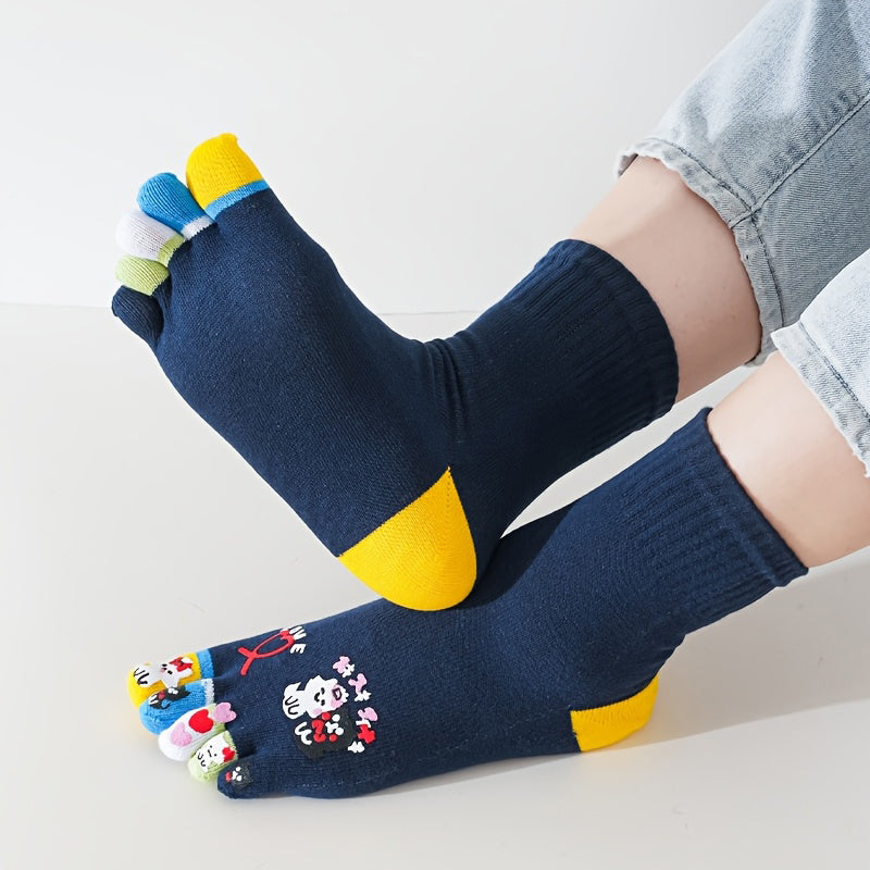 Cartoon Five-Toe Socks