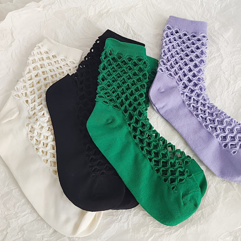 Solid Colour Mesh Socks