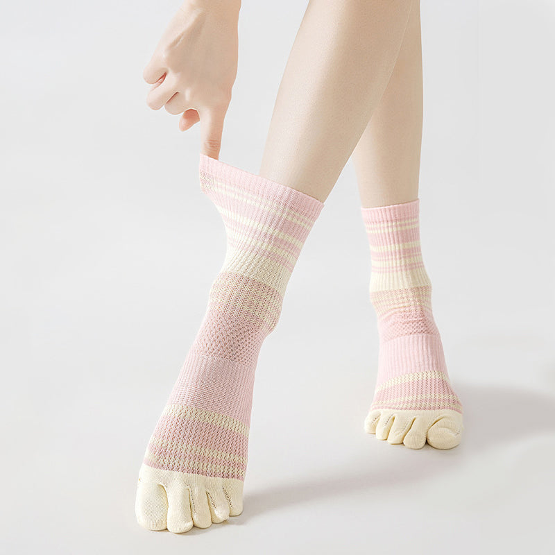 Colourful Striped Five-Toe Socks