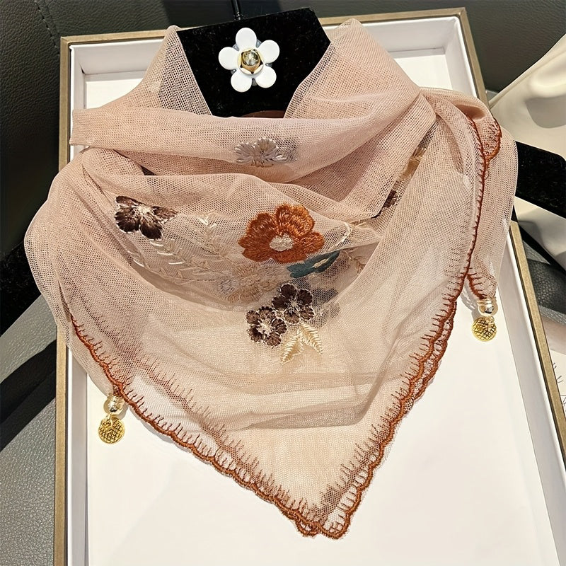 Vintage Floral Embroidered Scarf