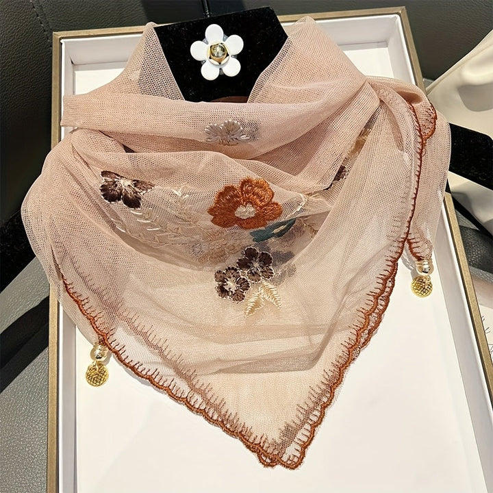 Vintage Floral Embroidered Scarf