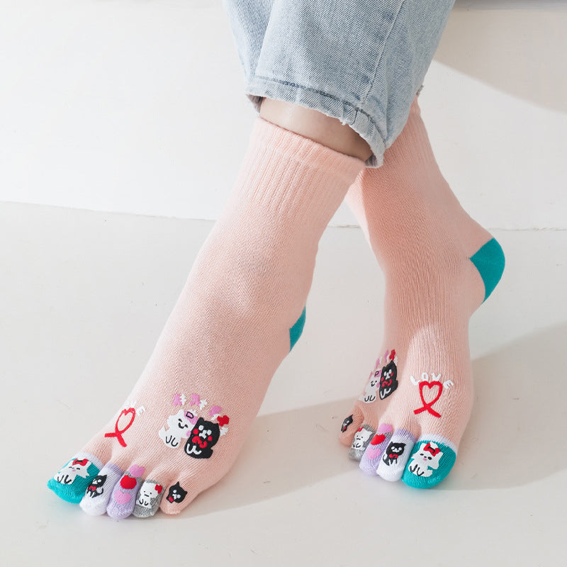 Cartoon Five-Toe Socks