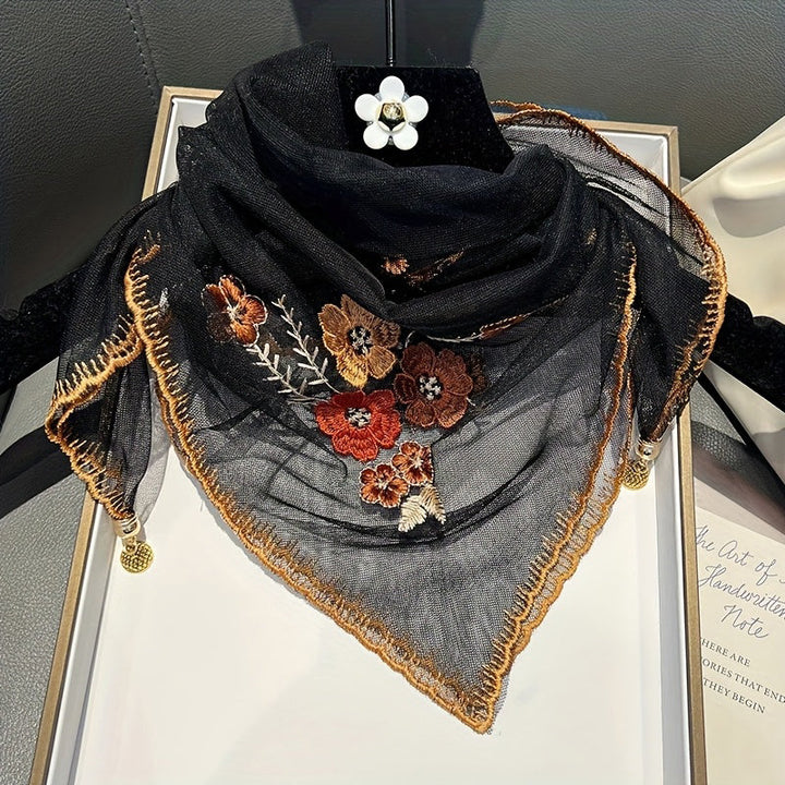 Vintage Floral Embroidered Scarf