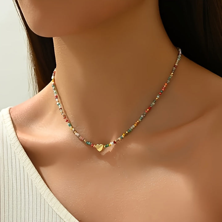 Heart-Shaped Beaded Necklace