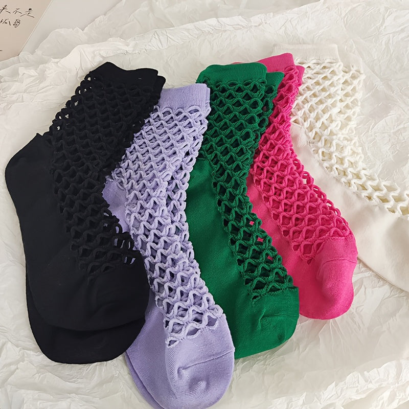 Solid Colour Mesh Socks