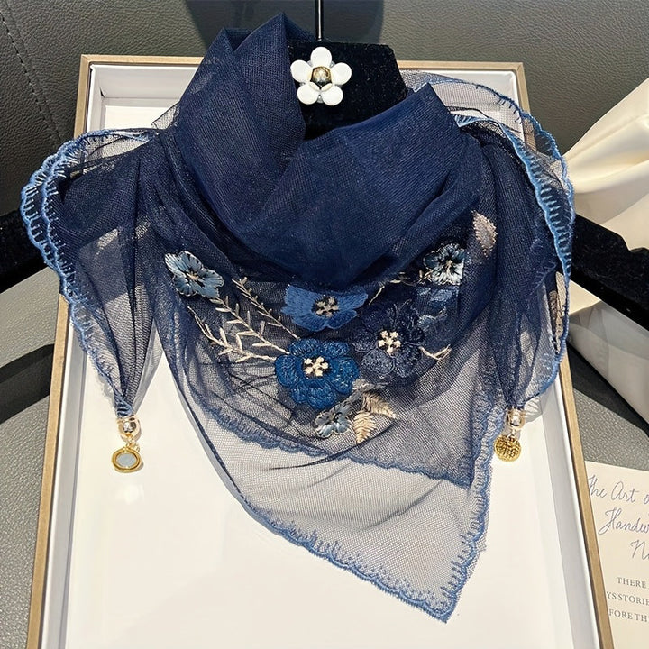 Vintage Floral Embroidered Scarf