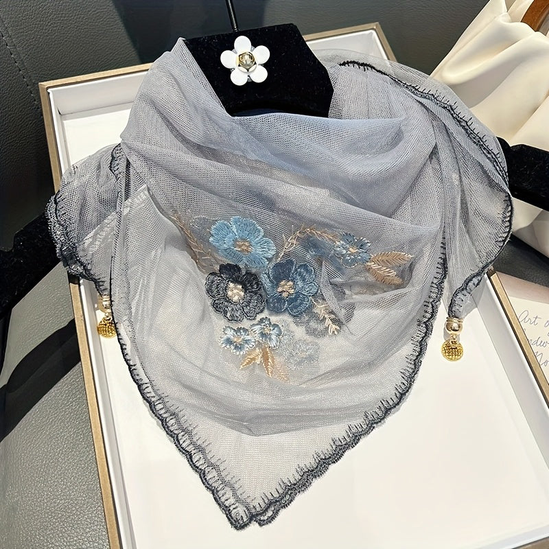 Vintage Floral Embroidered Scarf