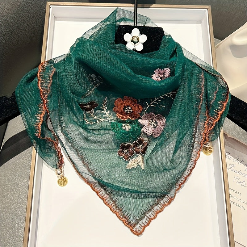 Vintage Floral Embroidered Scarf