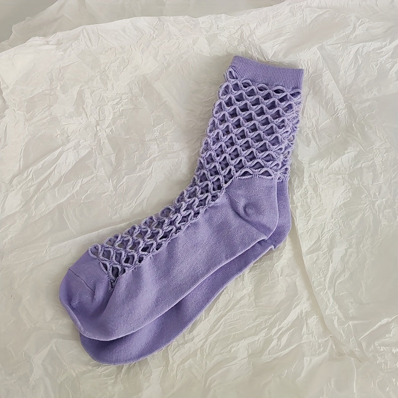 Solid Colour Mesh Socks
