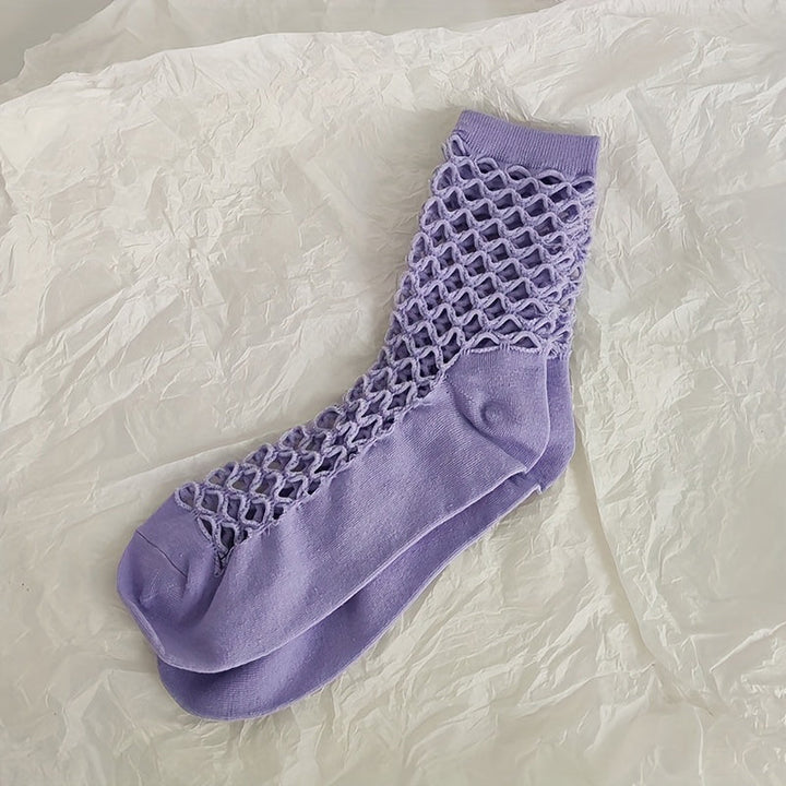 Solid Colour Mesh Socks