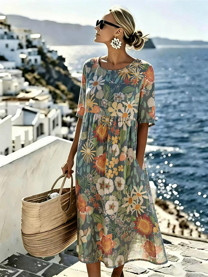 Evie™ - Robe Midi Élegante à Fleurs d&