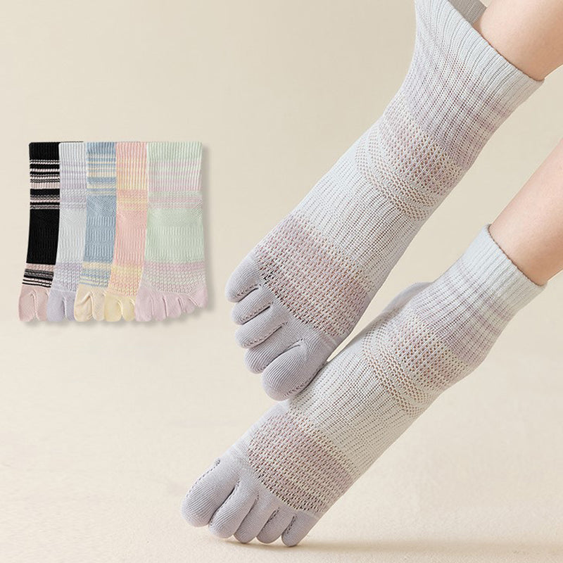Colourful Striped Five-Toe Socks