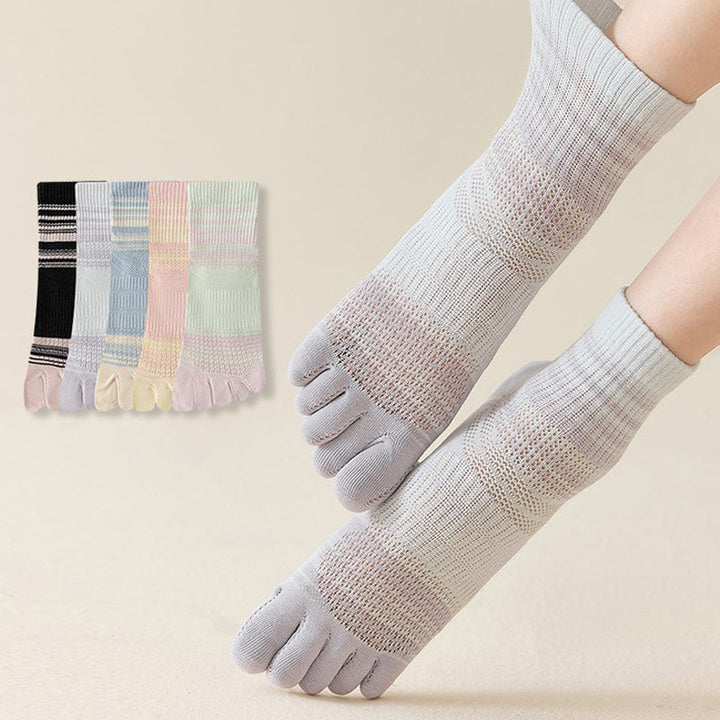 Colourful Striped Five-Toe Socks