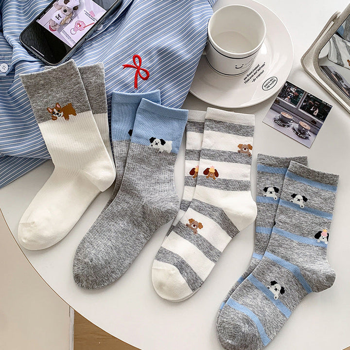 Casual Puppy Print Socks