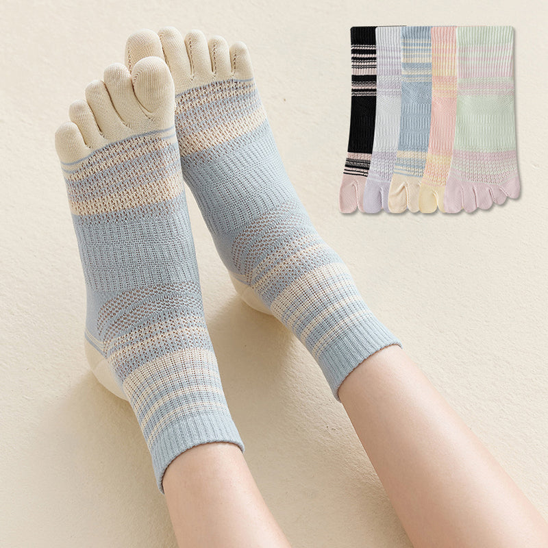 Colourful Striped Five-Toe Socks
