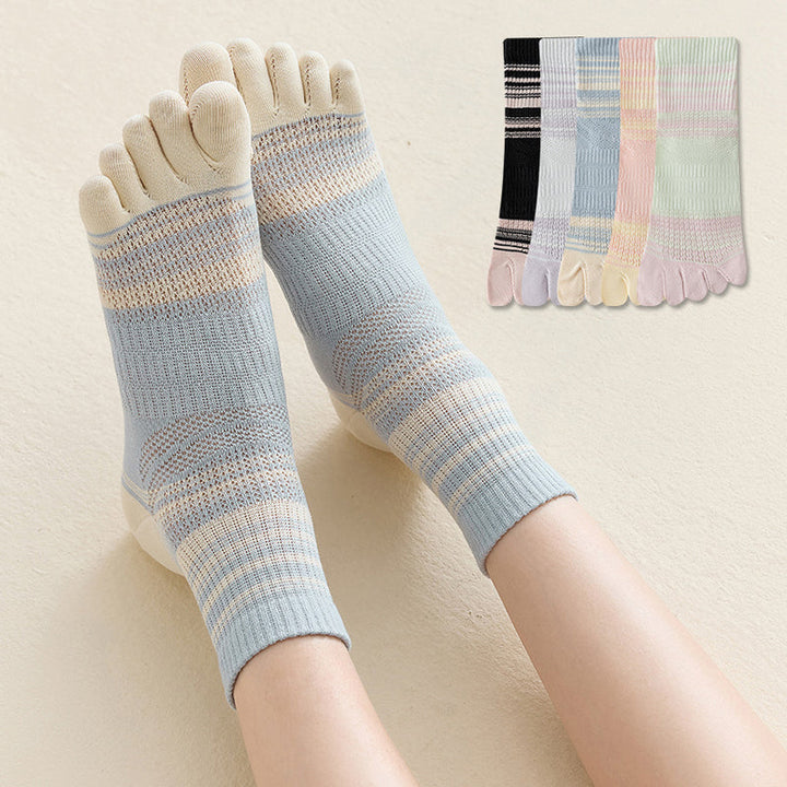 Colourful Striped Five-Toe Socks