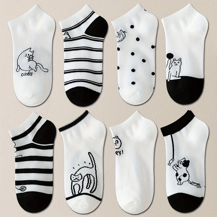 Pack Of 4 Pairs Of Cat Print Socks