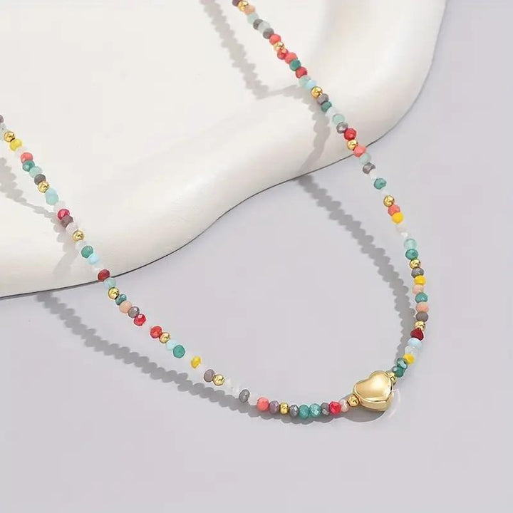 Heart-Shaped Beaded Necklace