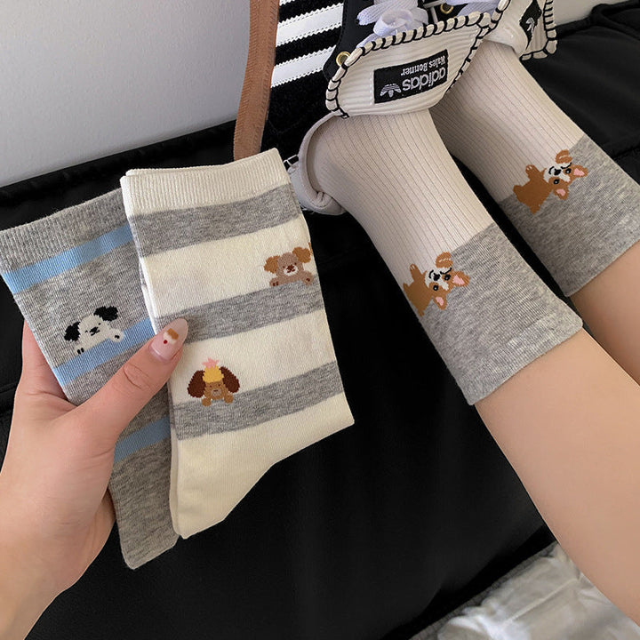 Casual Puppy Print Socks