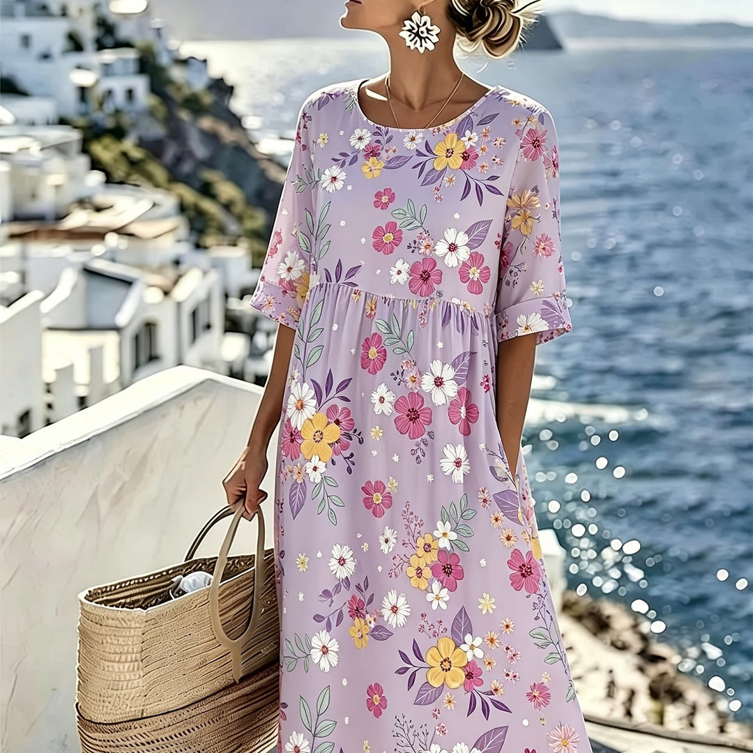 Amelia™ - Robe Midi Fleurie Élégante d&