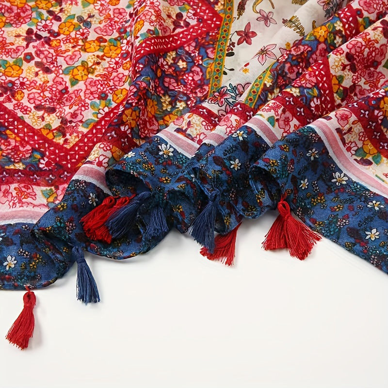 Vintage Floral Print Scarf