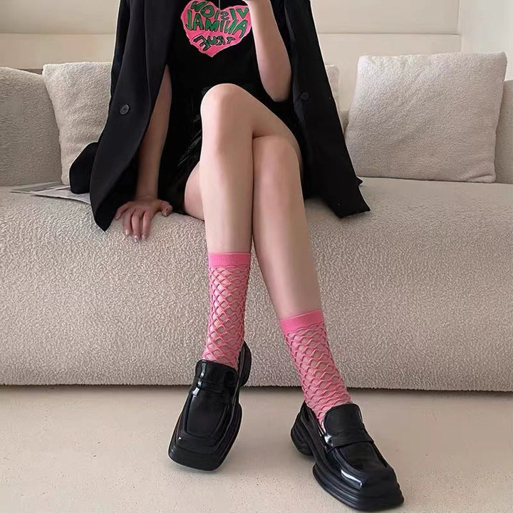 Solid Colour Mesh Socks