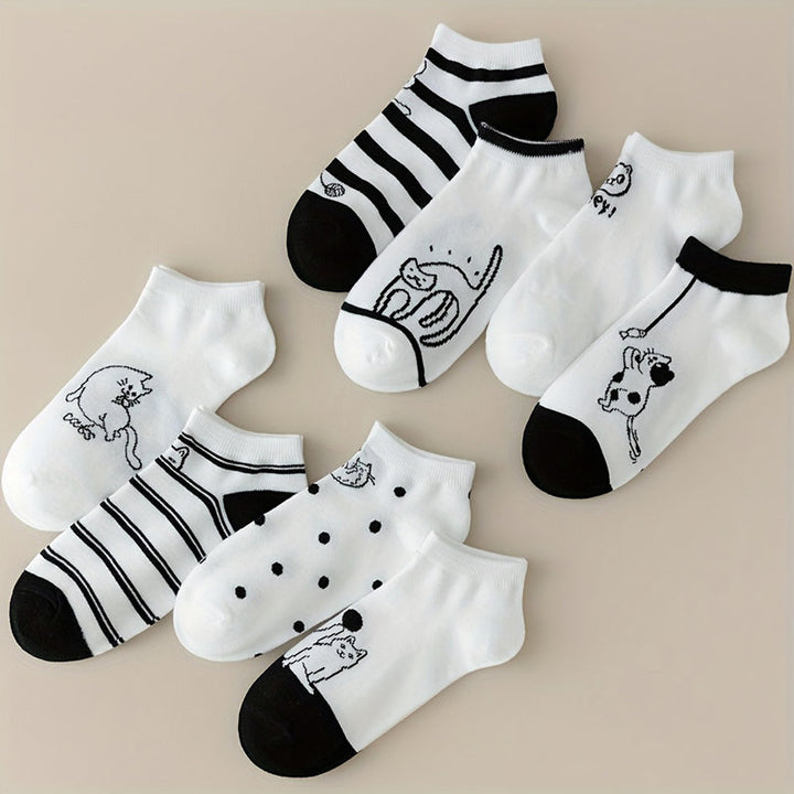 Pack Of 4 Pairs Of Cat Print Socks