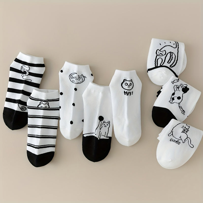 Pack Of 4 Pairs Of Cat Print Socks