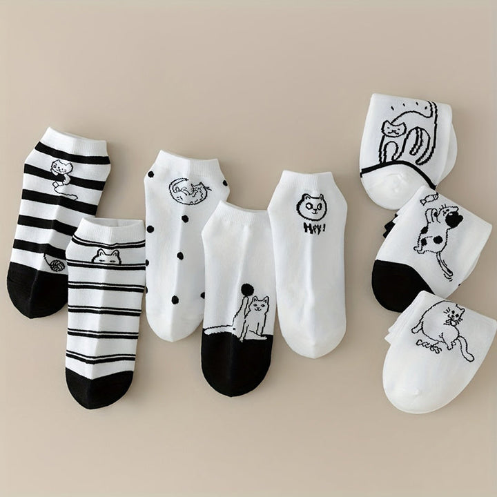 Pack Of 4 Pairs Of Cat Print Socks