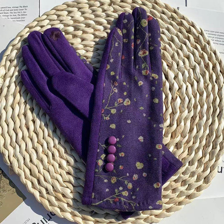 Warm Floral Print Gloves