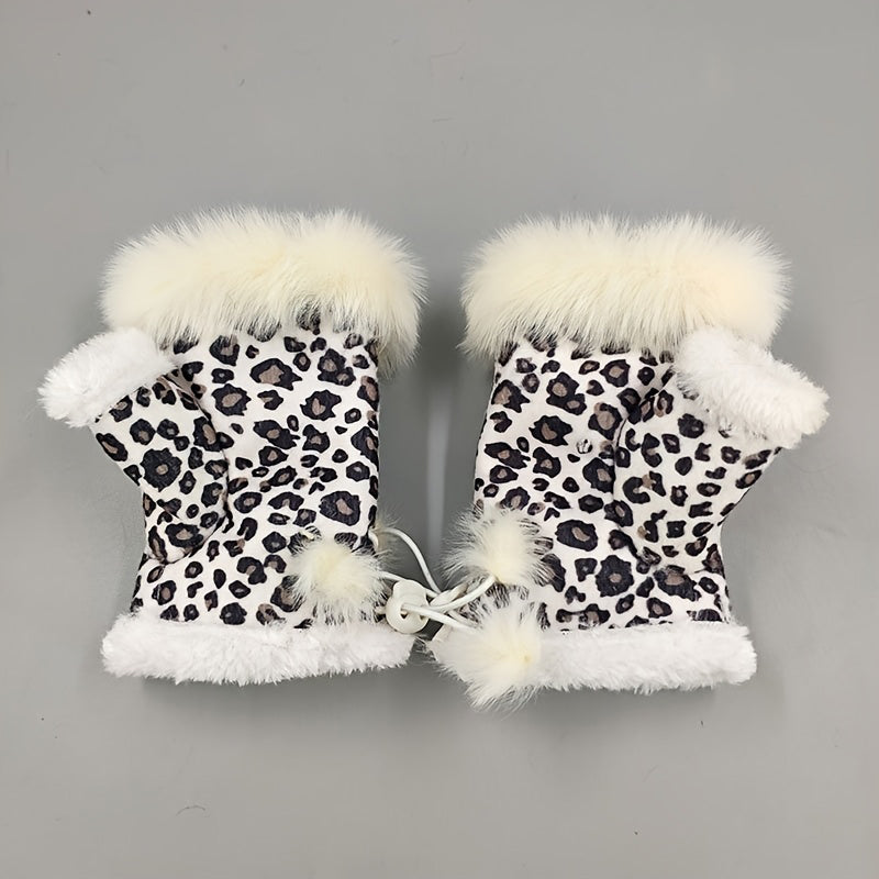 Warm Leopard Print Gloves