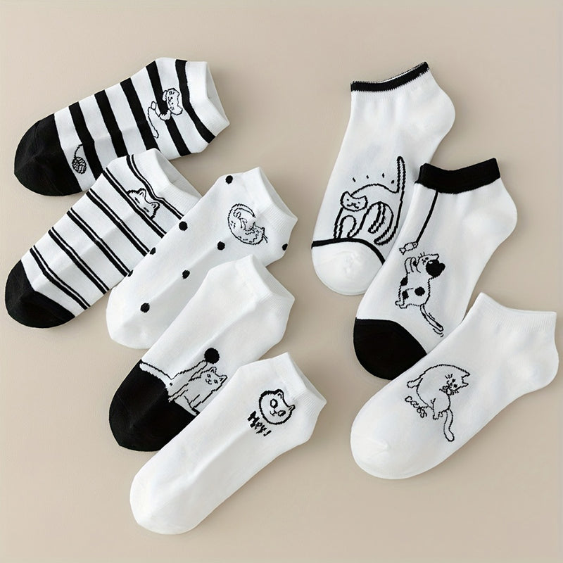 Pack Of 4 Pairs Of Cat Print Socks
