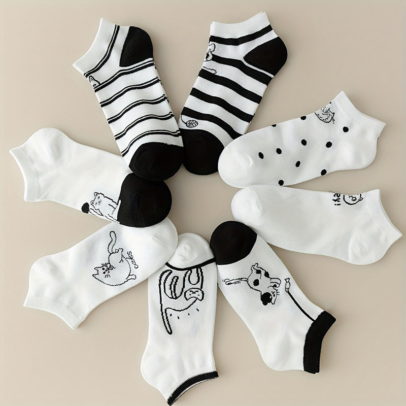 Pack Of 4 Pairs Of Cat Print Socks