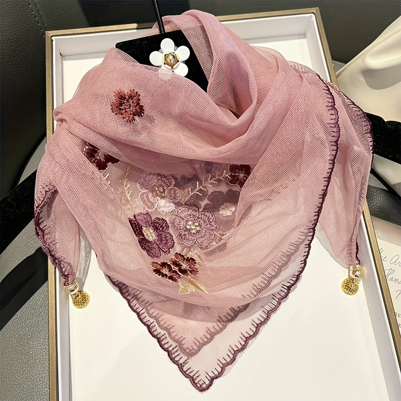 Vintage Floral Embroidered Scarf