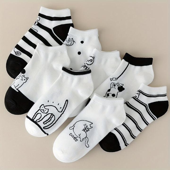 Pack Of 4 Pairs Of Cat Print Socks