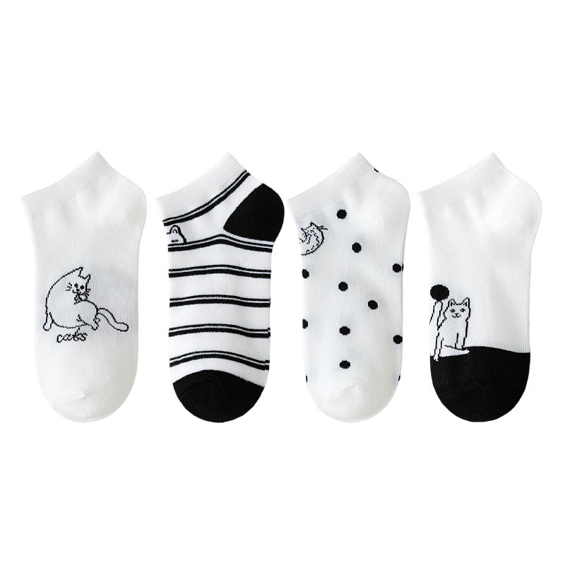 Pack Of 4 Pairs Of Cat Print Socks