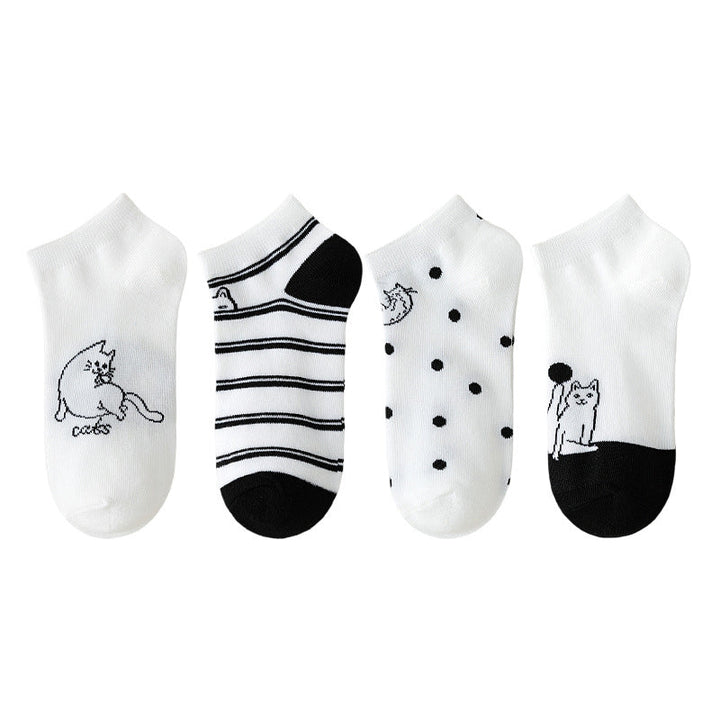 Pack Of 4 Pairs Of Cat Print Socks