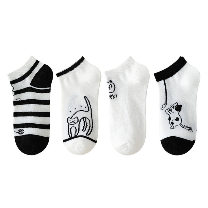 Pack Of 4 Pairs Of Cat Print Socks