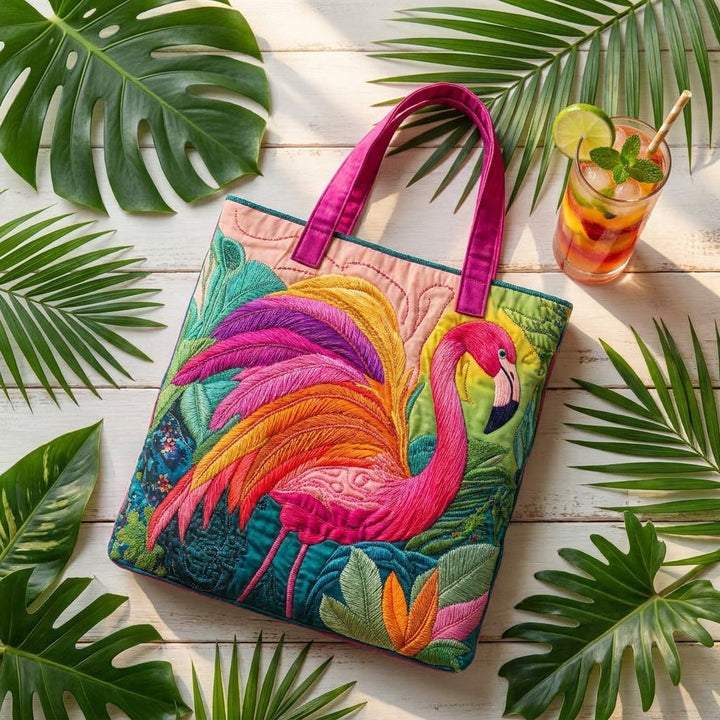 Sac Shopper Matelassé - Flamant Rose Arc-en-Ciel