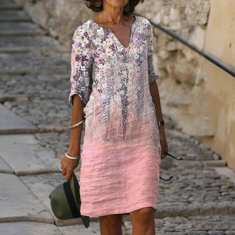 Vintage Floral Print Dress