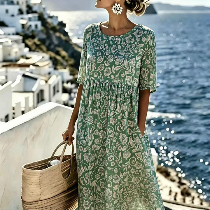 Amelia™ - Robe Midi Fleurie Élégante d&