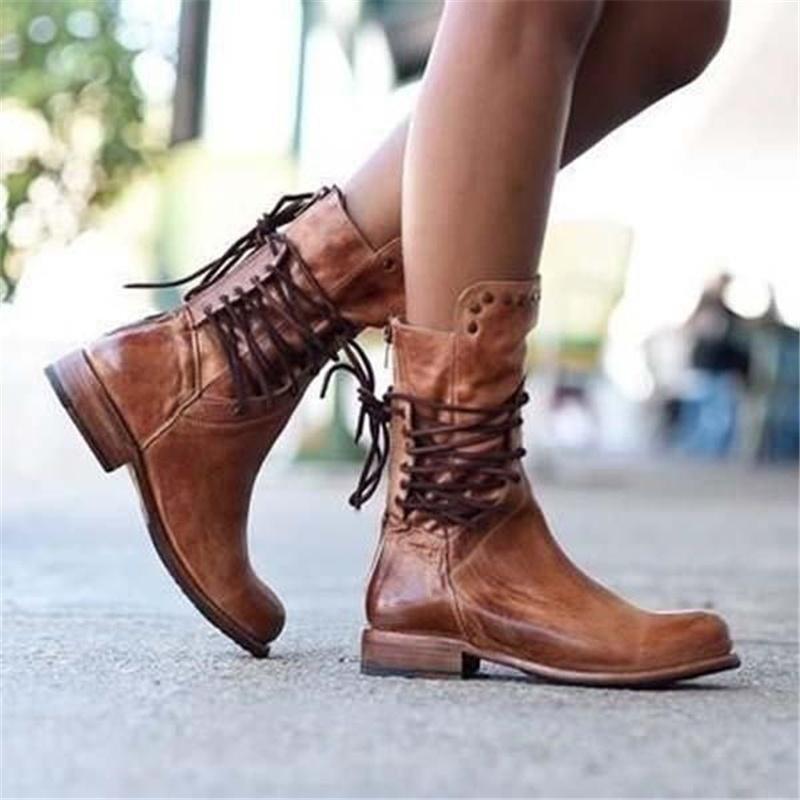 Malwina - Bottines Mi-Mollet Rétro