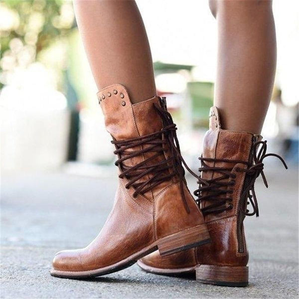 Ciss™ Bottes Vintage à Lacets