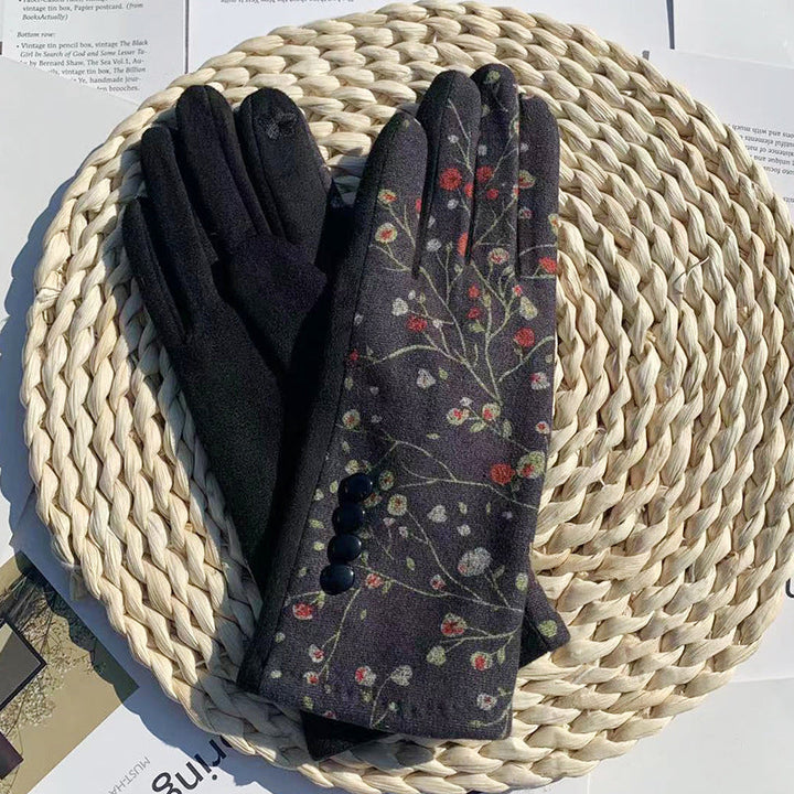 Warm Floral Print Gloves