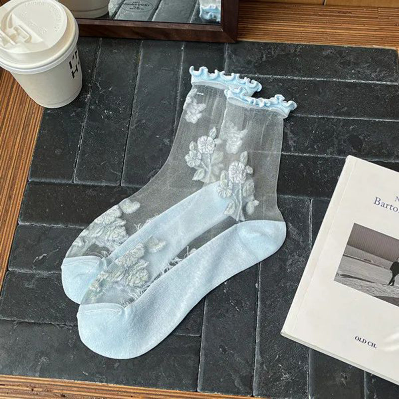 Breathable Flower Embroidered Socks