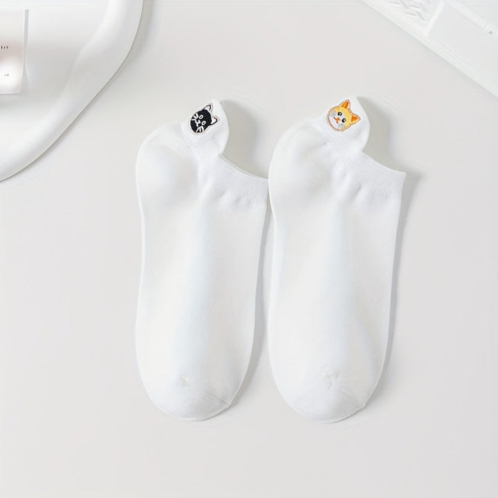 Casual Cat Embroidery Socks