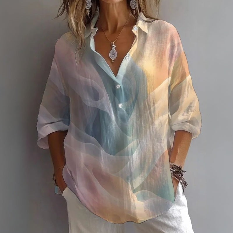 【Long Sleeve】Vintage Gradient Blouse