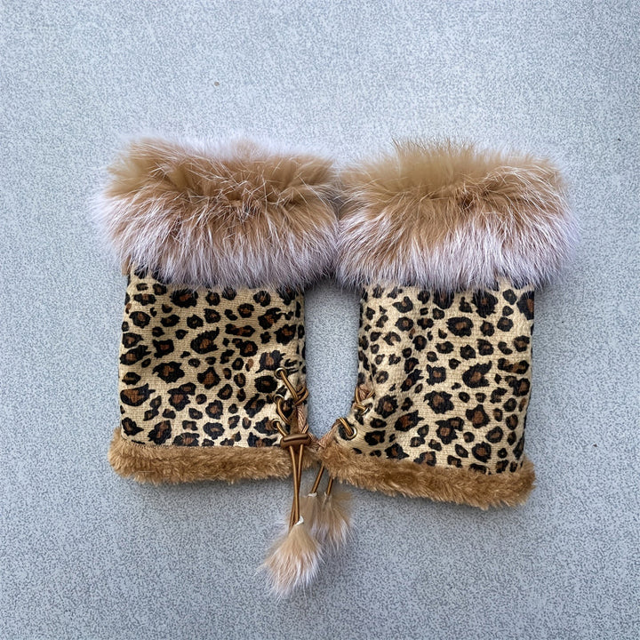 Warm Leopard Print Gloves
