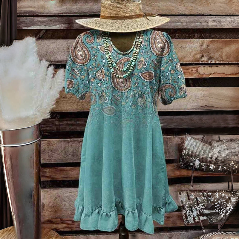 Vintage Ethnic Print Dress